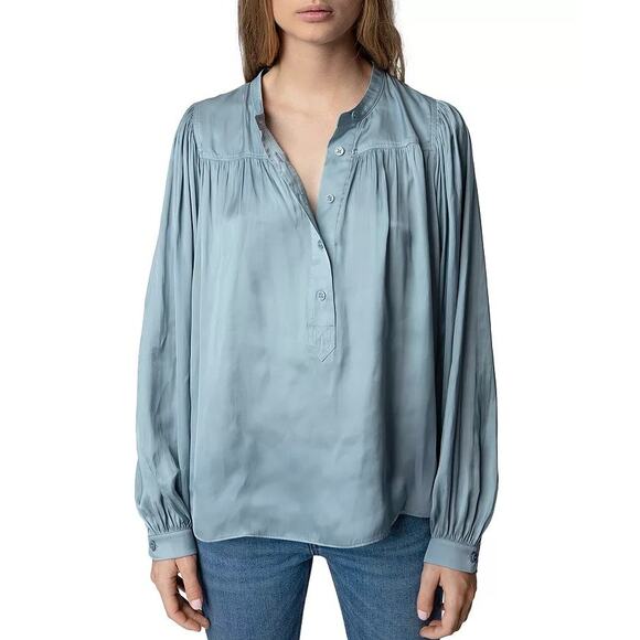 Zadig & Voltaire NWT Flaw Tigy Satin Blouse in Nuage Size Small‎ MSRP $348 - Picture 1 of 7